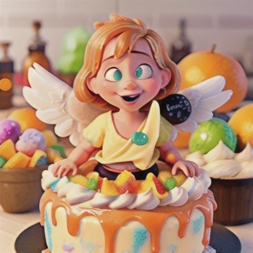 Fat-Free Orange Angel Cake with Toppings