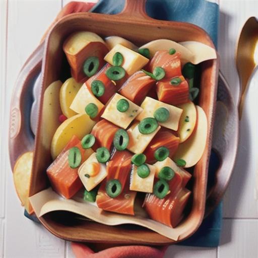 Hot smoked salmon and potato gratin