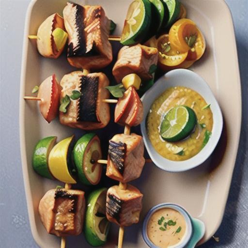 Chicken tikka masala skewers with coriander dressing