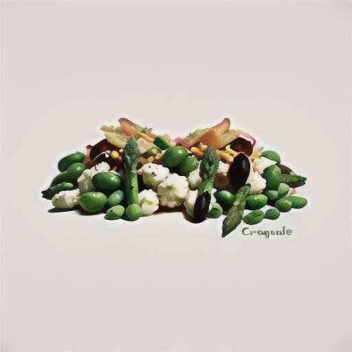 Chicken and broad bean salad with goat's cheese