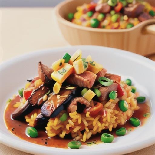 Spanish rice with paprika spiced scotch fillet