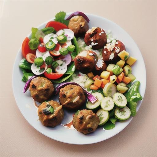 Indian style lamb koftas with Asian salad