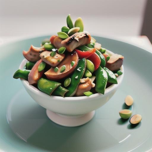 Snow pea, almond & chicken stir-fry