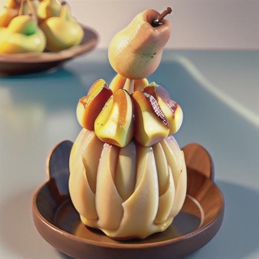 Poached pears in filo pastry