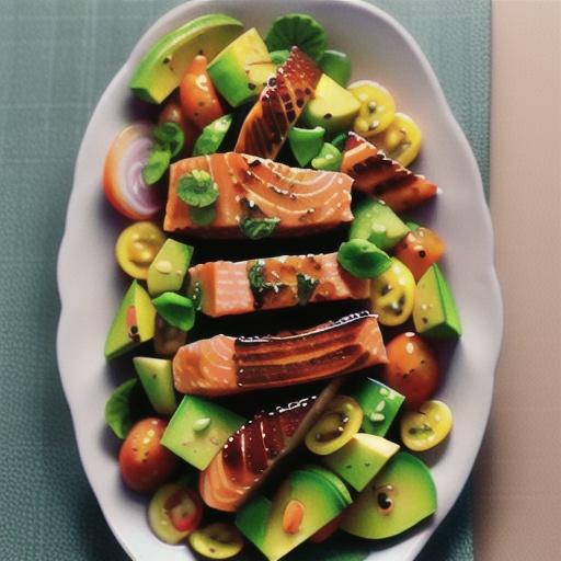 Glazed salmon and avocado salad recipe