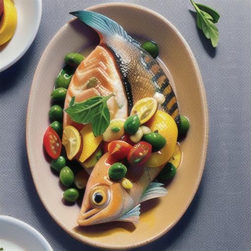 Lemon fish with olive salsa