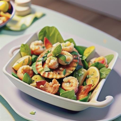 Lemon butter prawns with watermelon salad