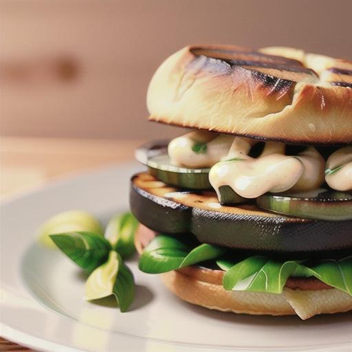 Grilled Portobello with Basil Mayonnaise Sandwich