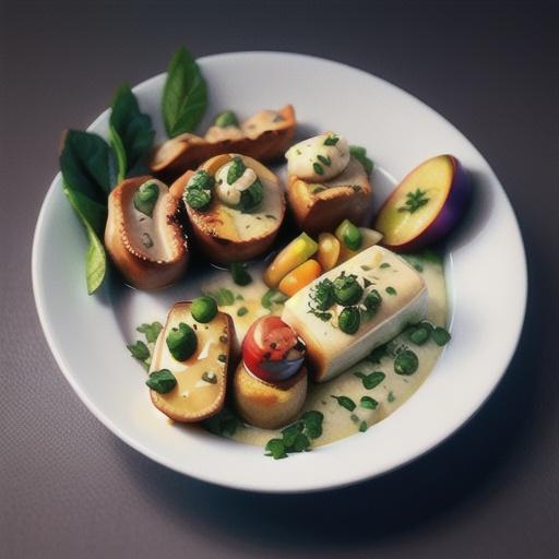 Pork mignons with apple and white bean puree