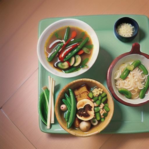 Spicy Miso Soup with Roasted Shiitake Mushrooms and Green Beans