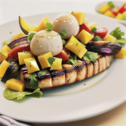 Grilled Halibut with Mango-Papaya Salad