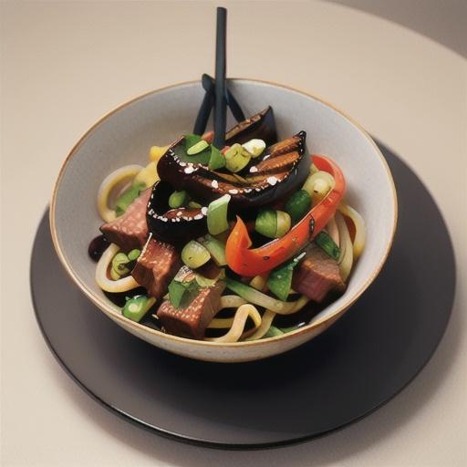 Grilled beef and black bean noodles