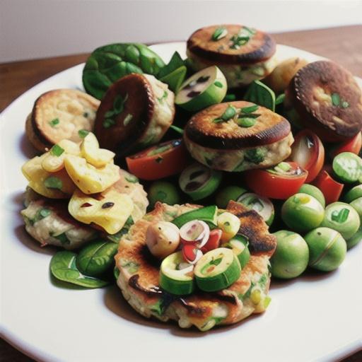 Lamb and spinach patties with chickpea salad