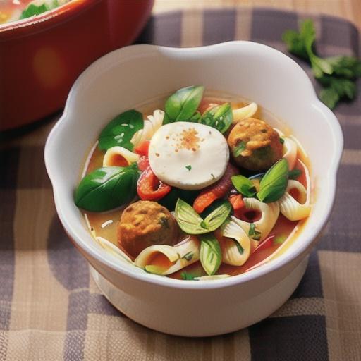 Italian meatball and pasta soup