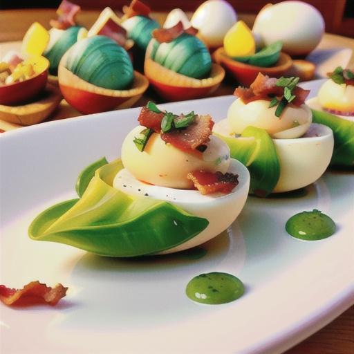 Garlic, Basil, and Bacon Deviled Eggs
