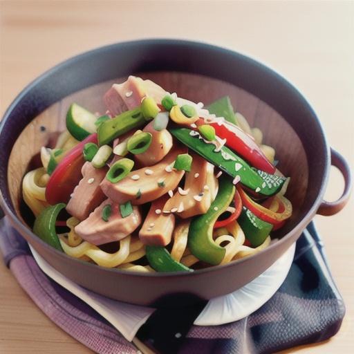 Pork, pineappple and noodle stir fry
