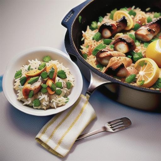 Baked Lemon-Pepper Chicken Thighs and Rice