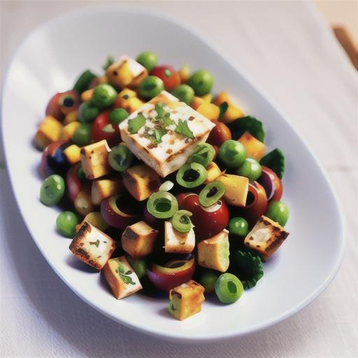 Lentil tabbouleh with haloumi