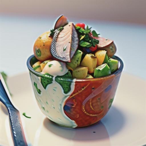 Ocean trout and potato salad with herb cream