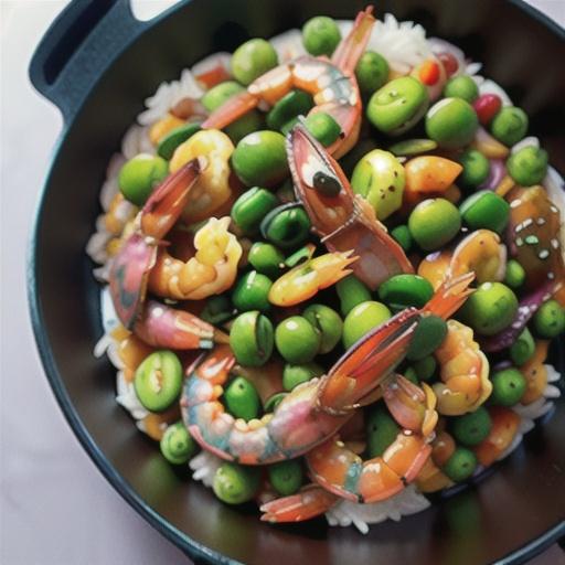 Prawn and three-pea stir-fry