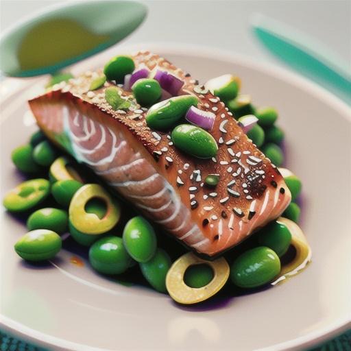 Sesame-crusted salmon with mint beans