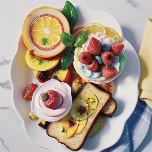Chargrilled fruit with lemon loaf & raspberry yoghurt