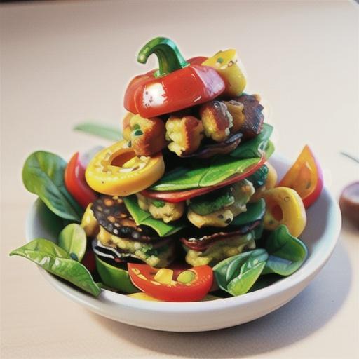 Roasted capsicum and spinach fritters