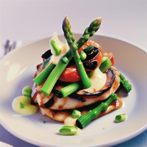 Chicken scallopine with verjuice, capers and asparagus