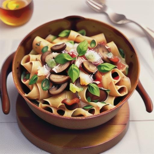 Bacon and mushroom pappardelle