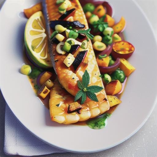 Blue-eye cod with chermoula and roasted pumpkin