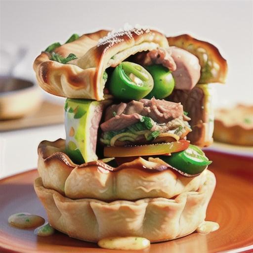 Beef, tomato and pea pies