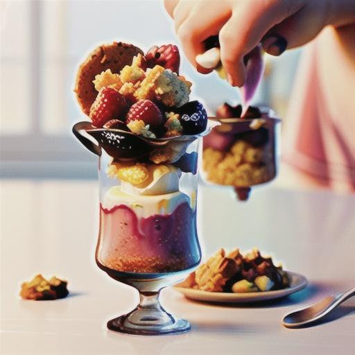 Pear and raspberry yoghurt with ginger crumble