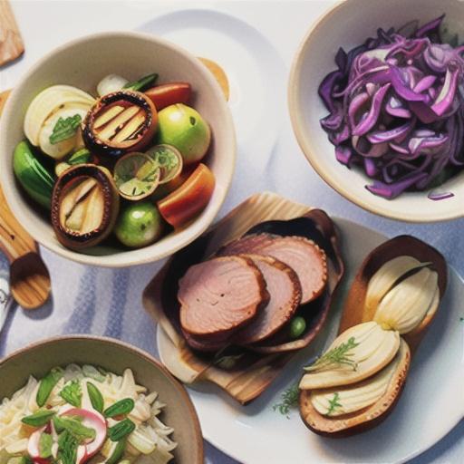 Fennel roast pork with braised red cabbage