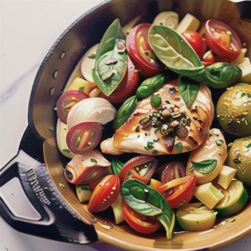Italian Skillet Chicken with Spinach, Tomatoes, and Onions