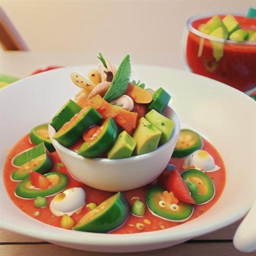 Red gazpacho with avocado and Noosa spanner crab