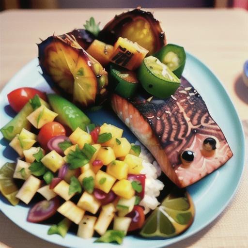 Cajun salmon with pineapple salad