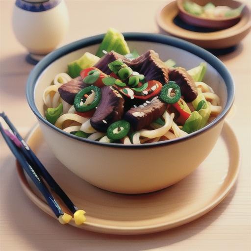 Japanese-style beef and noodle stir-fry