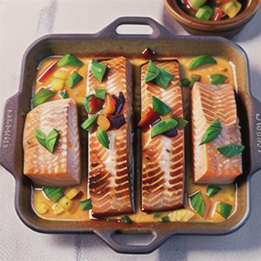 Baked salmon in sauce Provencal