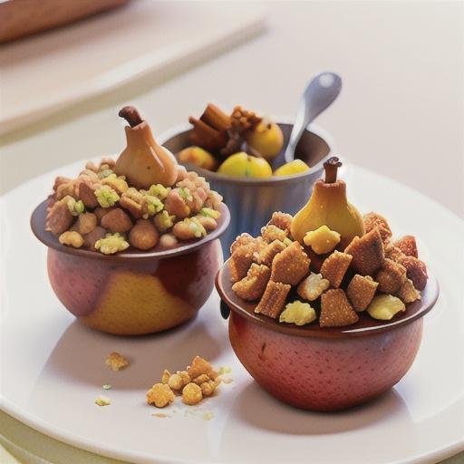 Cinnamon baked pears with crumble topping