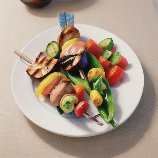 Salmon & veggie kebabs