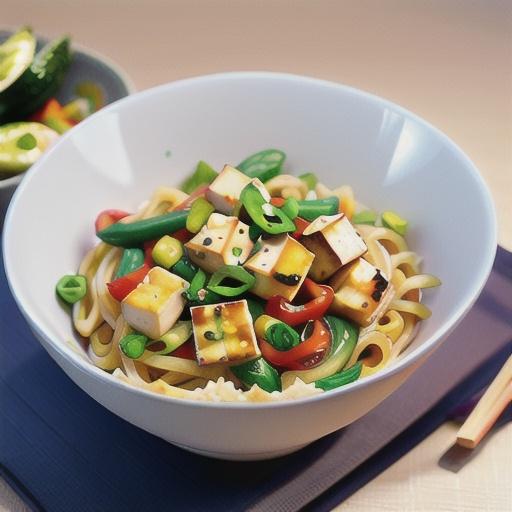 Tofu & vegetable rice noodle stir-fry