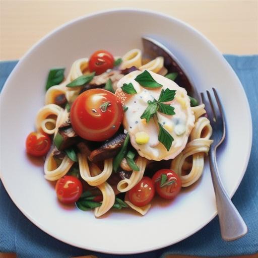 Lamb and pasta bake with roasted tomatoes
