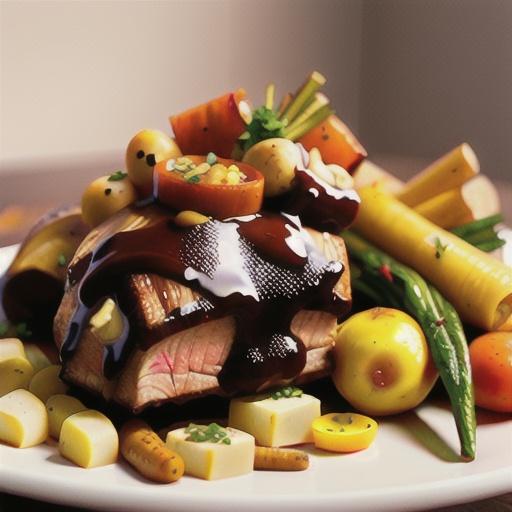Beef roast with quince glaze, parsnips and carrots