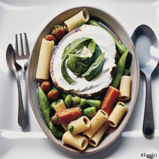 Rigatoni with antipasto, basil & ricotta