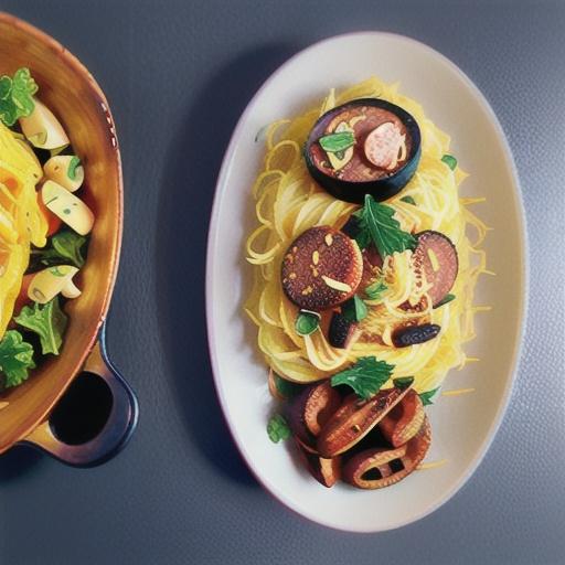 Roasted Spaghetti Squash With Sausage and Kale