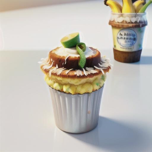 Banana & lime souffle with toasted coconut