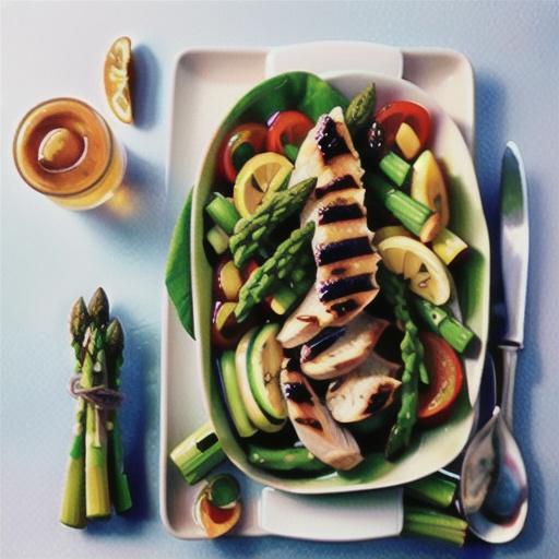 Grilled chicken and asparagus salad
