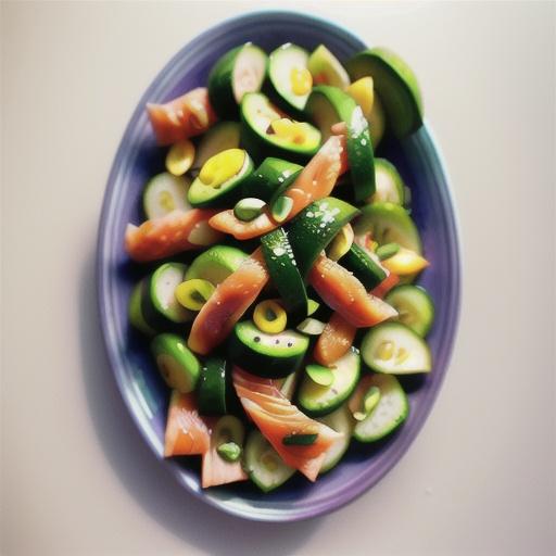 Pickled cucumber salad with smoked salmon recipe