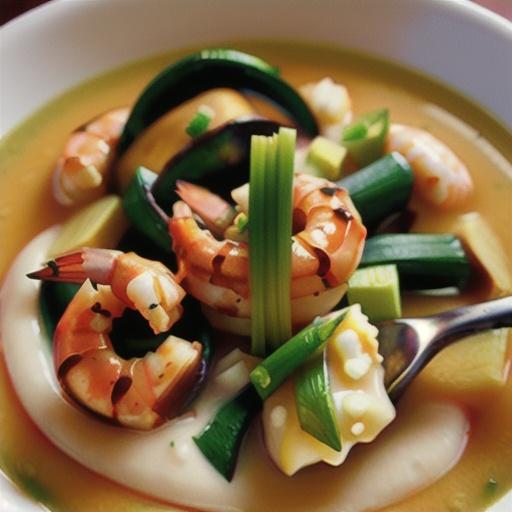 Leek and Potato Soup with Shrimp