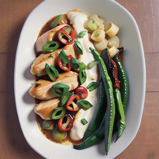 Chilli chicken with roasted garlic and creamy mash